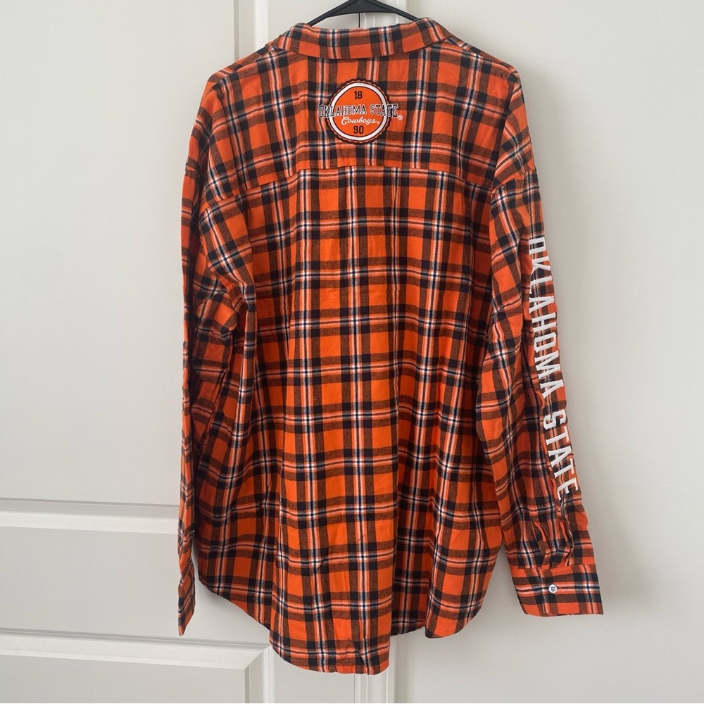 FOCO Oaklahoma State University Plaid Button Down Shirt Flannel Size 2XL Men NWT - Picture 4 of 11